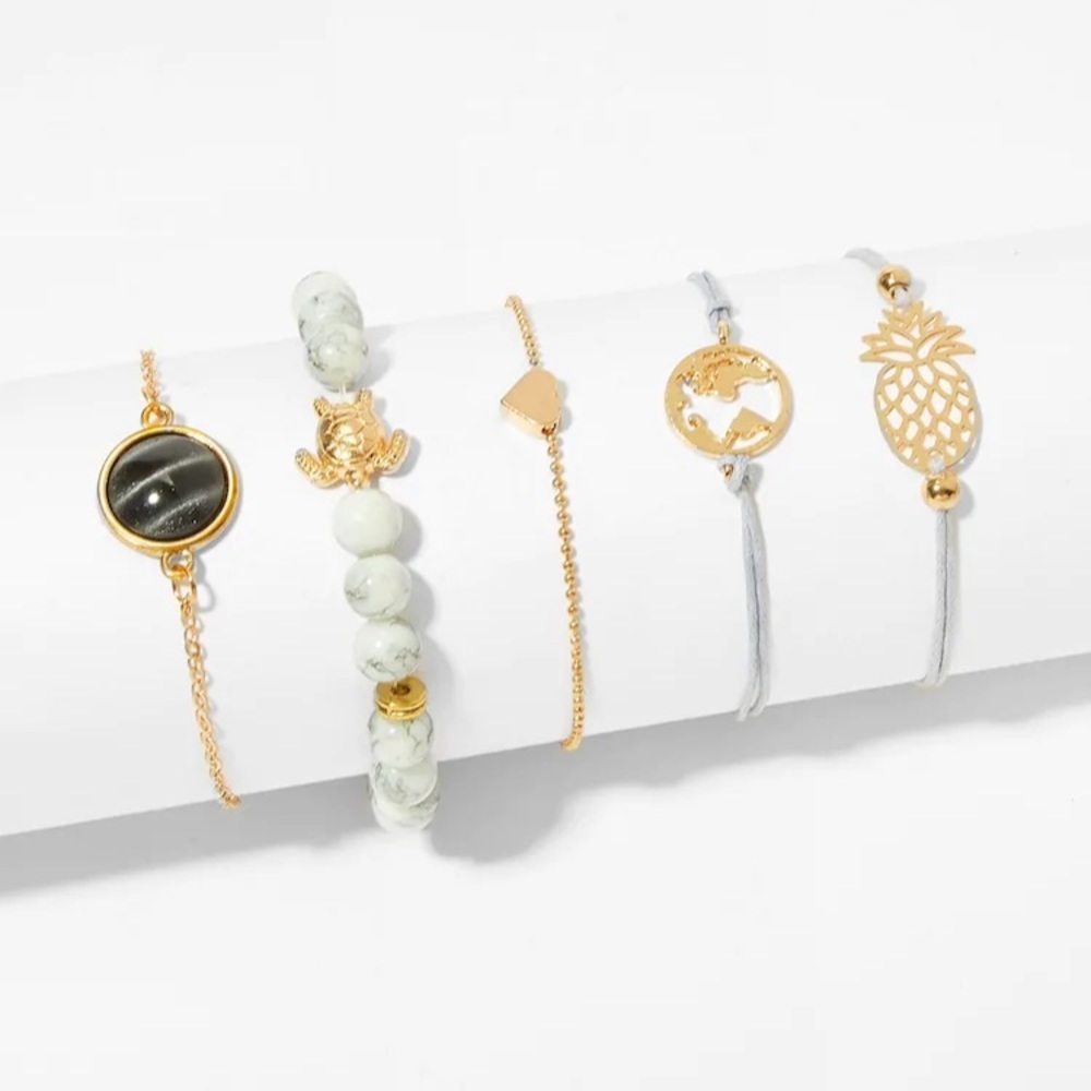 🌎🐢🍍Natural bracelet set 5pcs